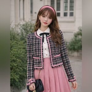 Sweet Lily Tweed Blazer Academia Twee Kidcore Whimsigoth Sz M